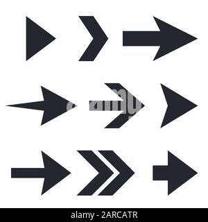 Flèches noires pour les boutons. Illustration vectorielle isolée sur fond blanc Illustration de Vecteur