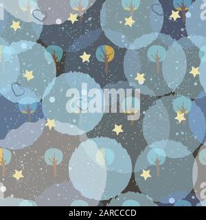 Automne mignon avec des petits arbres sur dotted background moderne. Vector Illustration Illustration de Vecteur
