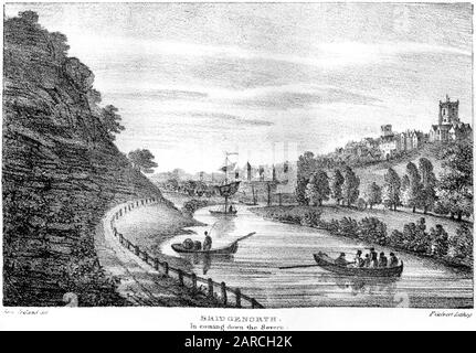 Une lithographie de Bridgenorth (BridgNorth) Dans la descente du Severn numérisé à haute résolution. À partir d'un livre imprimé en 1824. Considéré comme libre de droits d'auteur. Banque D'Images