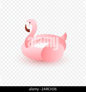 Anneau en caoutchouc rose gonflable de la piscine flamants roses sur un fond blanc. Modèle d'illustration vectorielle de jouet de piscine d'été Illustration de Vecteur