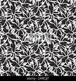 Pinceau abstrait contours Motif Sans Couture - Il s'agit d'un motif abstrait de traits de pinceau adapté aux imprimés, motifs et arrière-plans de mode Illustration de Vecteur