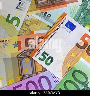 Billets en monnaie euro, gros plan Banque D'Images