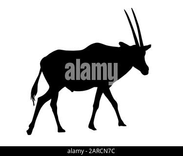 Illustration réaliste des silhouettes de gazelle ou d'antilope. Oryx cornu debout - vecteur Illustration de Vecteur