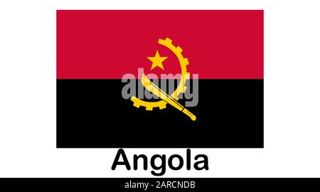 Illustration De l'Icône du drapeau de l'Angola.Angola,drapeau national du pays de l'Angola isolé, bannière Illustration de Vecteur