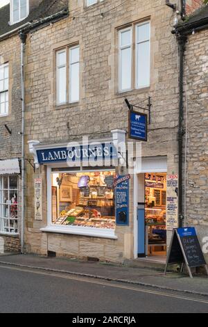 Les bouchers de la famille Lambournes boutique, Stow on the Wold, Cotswolds, Gloucestershire, Angleterre Banque D'Images