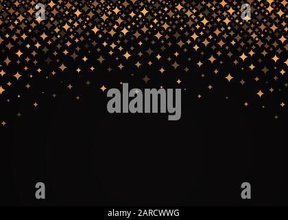 Vecteur brillant tombant étoiles sur fond noir. Design de luxe. Bordure avec confettis en forme d'étoile dorée. Illustration de Vecteur