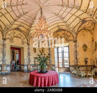 Salon Au Palazzo Madre Sur Isola Madre, Lago Maggiore, Piémont, Italie Banque D'Images