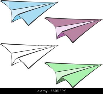 jeu d'icônes de plan de papier, illustration vectorielle de caniche d'avion de papier Illustration de Vecteur