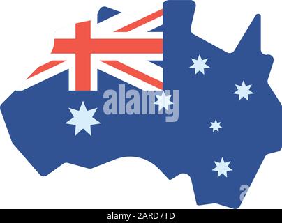 Drapeau australien carte design, Voyage tourisme site touristique destination nature vacances sud-ouest et vacances thème illustration vectorielle Illustration de Vecteur