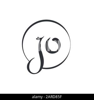 Modèle vectoriel de conception de logo lettre JO. Illustration Vectorielle Jo De Conception De Lettre Liée Initiale Illustration de Vecteur