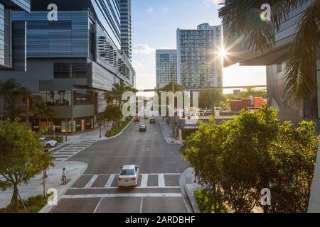 Vue depuis le centre commercial Brickell City Centre situé dans le centre-ville de Miami, Miami, Floride, États-Unis d'Amérique, Amérique du Nord Banque D'Images