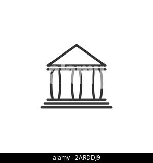 Bâtiment de la Banque dans l'icône de style plat. L'architecture du gouvernement vector illustration sur fond blanc. Concept d'affaires extérieures du musée. Illustration de Vecteur