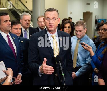 27 janvier 2020 - Washington, DC, États-Unis: Le représentant américain Doug Collins (R-GA), près du métro du Sénat, discutant du procès de destitution. (Photo de Michael Brochstein/Sipa USA) Banque D'Images