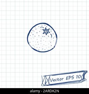 Style du dessin pour enfants. Dessin de Doodle sur une feuille d'ordinateur portable. Orange. Contour Illustration de Vecteur