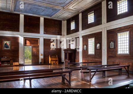 L'intérieur de la mission jésuite à Cataldo, Idaho, dans la vallée de l'argent, le bâtiment le plus ancien de l'Idaho construit en 1850. Banque D'Images