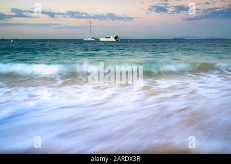 Station de lavage de plage sur la plage de Great Keppel Island Queensland Banque D'Images