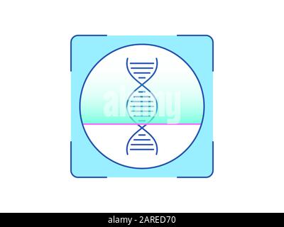 Reconnaissance de l'ADN, icône. Système de balayage biométrique pour la biomatériaux humaine, interface d'identification de la personne. Technologie ADN ID. Reconnaissance du système et Illustration de Vecteur