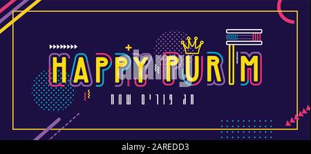 Happy purim banner.Abstract background for Jewish Holiday Purim.Happy purim en hébreu Illustration de Vecteur
