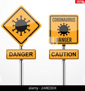 Signes carrés d'avertissement de coronavirus Illustration de Vecteur
