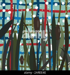 Bush de Swamp reed sur un lac. vector Illustration Illustration de Vecteur