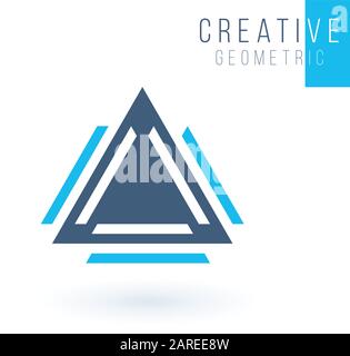 Bleu créatif trinity symbole triangle futuriste pour le logo de l'entreprise. Concept d'identité géométrique technique d'entreprise. Isoler l'illustration vectorielle de stock Illustration de Vecteur