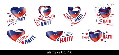 Drapeau national d'Haïti en forme de coeur et l'inscription J'aime Haïti. Illustration vectorielle Illustration de Vecteur