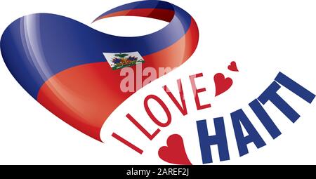 Drapeau national d'Haïti en forme de coeur et l'inscription J'aime Haïti. Illustration vectorielle Illustration de Vecteur