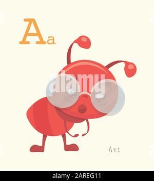 Jolie série Alphabet animal A-Z pour l'éducation des enfants. Illustration de Vecteur