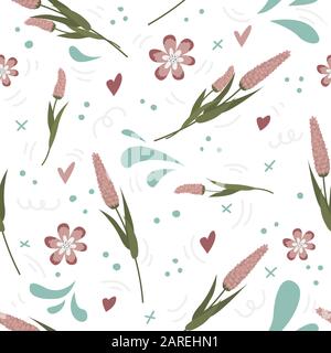 Motif vectoriel sans couture avec fleurs de lavande sur fond blanc. Illustration de Vecteur