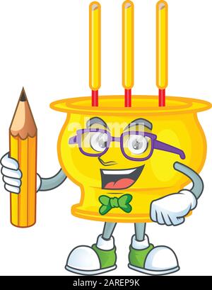 Une photo de l'élève chinois de l'encens caractère tenant crayon Illustration de Vecteur