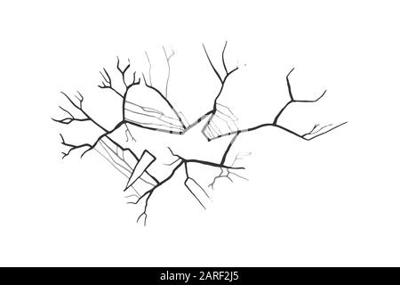 Verre cassé avec fissures. Illustration vectorielle. Trou cylindrique. Illustration de Vecteur