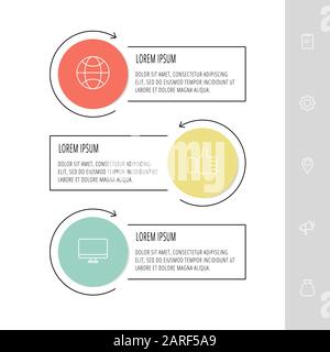 Vector modèle plat circle l'infographie. Concept d'affaires avec 3 options et pièces. Trois étapes pour le contenu, présentation, Organigramme, Graphique, schémas Illustration de Vecteur