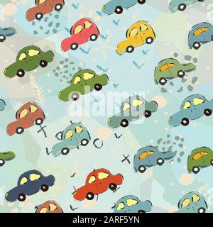 Modèle transparent avec des voitures à la main. Style scandinave. Vector Illustration Illustration de Vecteur