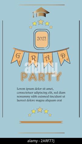 Cérémonie de remise de diplômes Ananouncement avec texte d'or. Vector Illustration Illustration de Vecteur