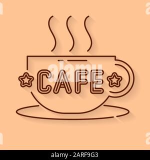 Logo Cafe Illustration Vectorielle Lumineuse Néon. Néon, Logo Néon, Signer Modifiable Illustration de Vecteur
