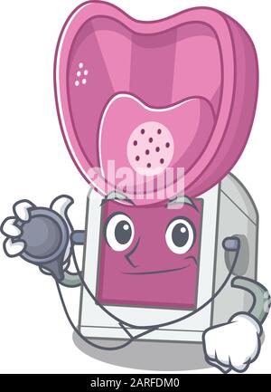 Personnage de dessin animé pour inhalateur de vapeur intelligent et cool dans un médecin avec des outils Illustration de Vecteur
