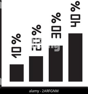 Icône de glyphe d'histogramme vertical. Augmentation des barres de segment de taux d'intérêt. Graphique en hausse, croissance des nombres de graphiques. Diagramme de gestion. Symbole silhouette. Négatif Illustration de Vecteur