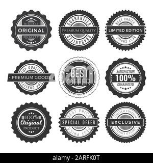 Jeu de badges de vente Premium vintage. Emblèmes ronds pour le design. Modèle classique. Éléments de conception vectoriels Illustration de Vecteur