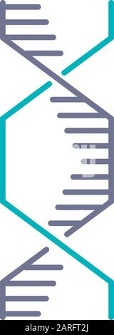 Icône de couleur violet et turquoise de l'hélice à ADN hexagonale. Désoxyribonucléique, structure des acides nucléiques. Brins de spirales. Chromosome. Biologie moléculaire. Genet Illustration de Vecteur
