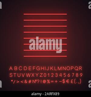 Icône de lumière fluo de lignes parallèles. Traits droits. Figure géométrique. Élément décoratif. Forme abstraite. Forme isométrique. Signe lumineux avec alphabet, nu Illustration de Vecteur