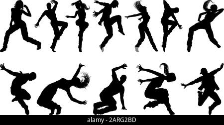 Street Dance Dancer Silhouettes Illustration de Vecteur