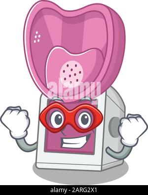 Mascotte sourit d'inhalateur de vapeur vêtu d'un super héros Illustration de Vecteur