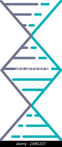Icône de couleur violet et turquoise en forme de losange d'hélice d'ADN. Désoxyribonucléique, structure des acides nucléiques. Brin de spirales. Chromosome. Biologie moléculaire. G Illustration de Vecteur