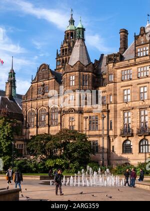 Hôtel De Ville Et Fontaine Goodwin, Sheffield Banque D'Images