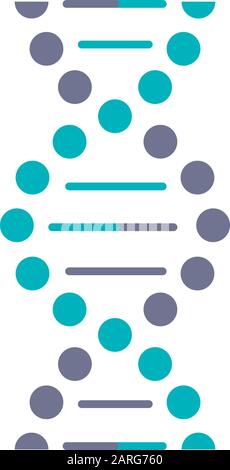 Icône de couleur violet et turquoise en spirale d'ADN. Points connectés, lignes. Désoxyribonucléique, hélice d'acide nucléique. Brins de spirales. Chromosome. biol moléculaire Illustration de Vecteur