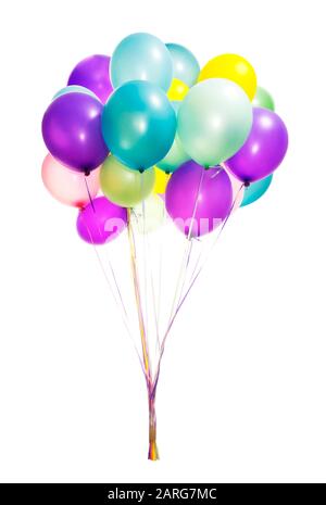 Ballons colorés partie isolé sur fond blanc Banque D'Images