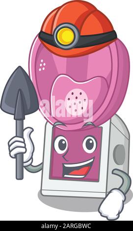 Motif personnage de dessin animé de l'inhalateur à vapeur Miner léger et intelligent Illustration de Vecteur