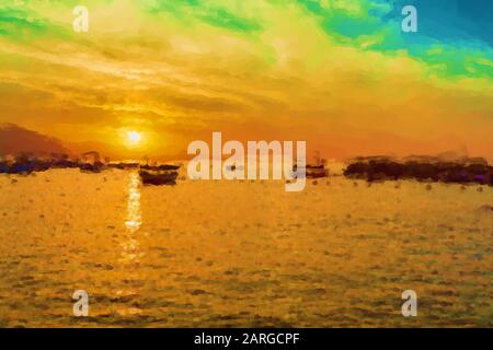 Lever du soleil sur la plage à Conca dei Marini Banque D'Images