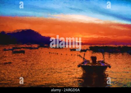 Lever du soleil sur la plage à Conca dei Marini Banque D'Images