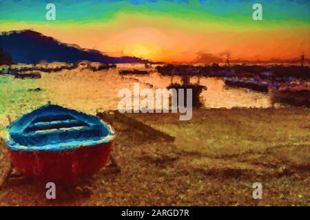Lever du soleil sur la plage à Conca dei Marini Banque D'Images
